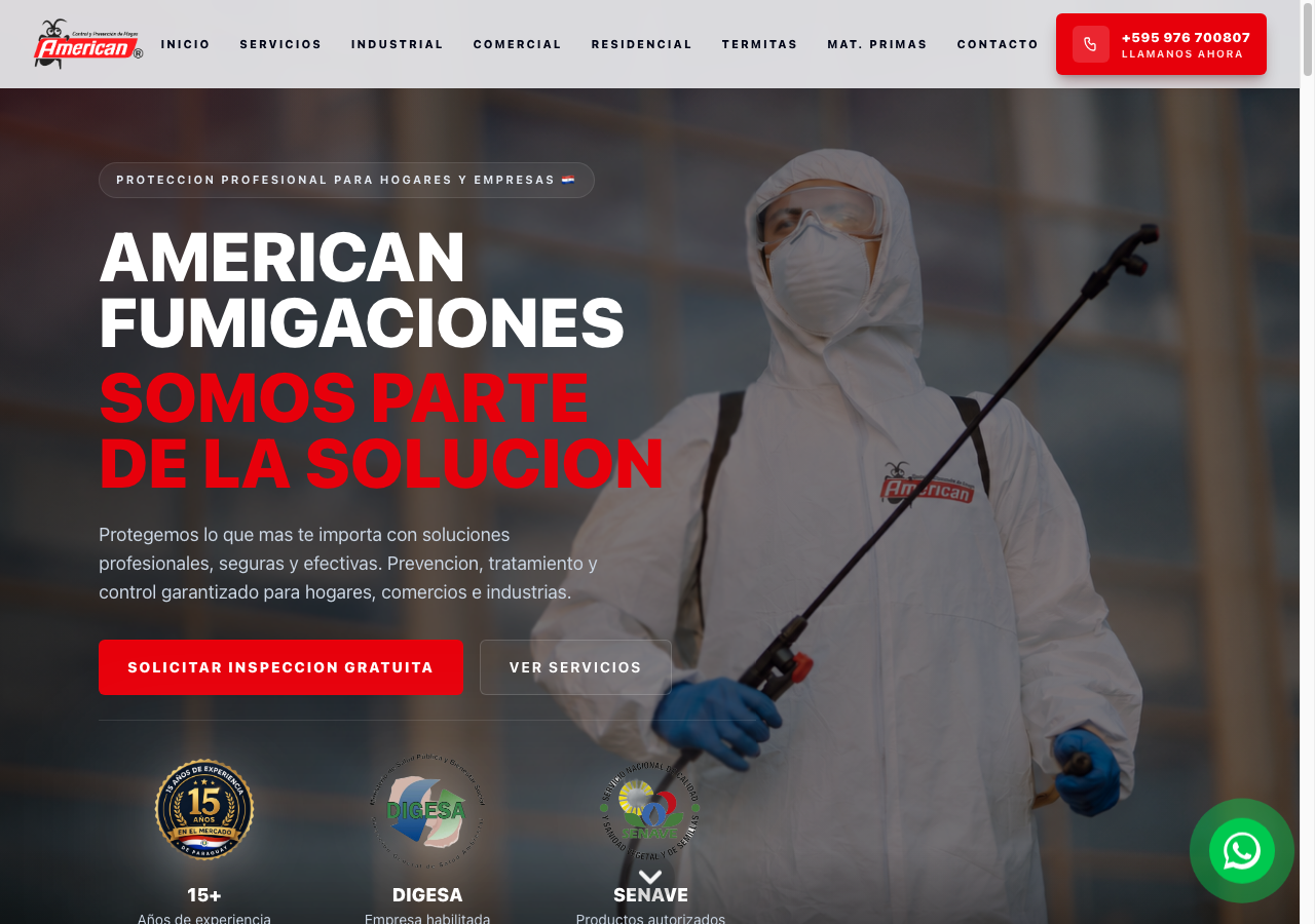Sitio web American Fumigaciones