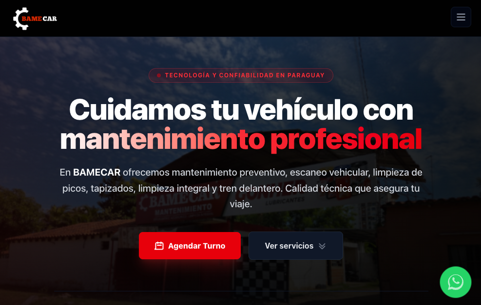 Sitio web Bamecar